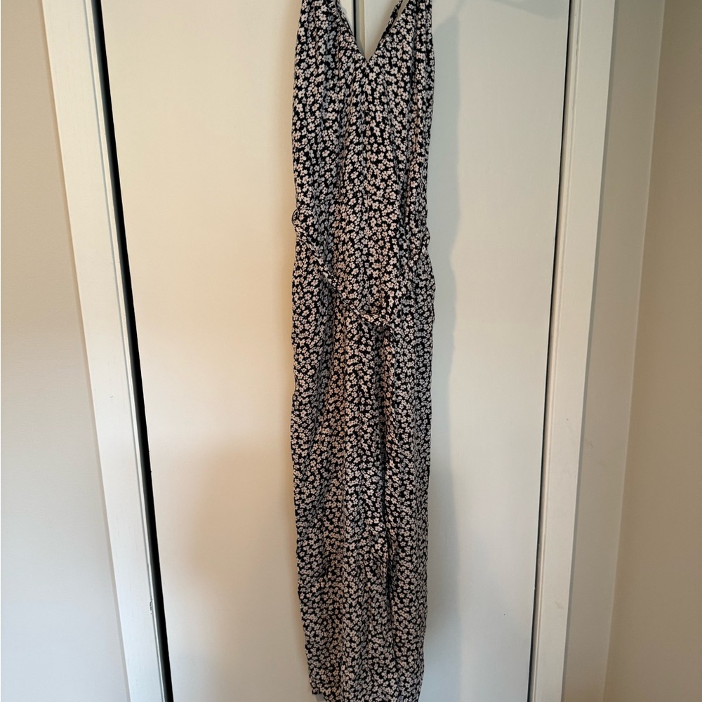 Abercrombie & Fitch Black and White Floral Jumpsuit